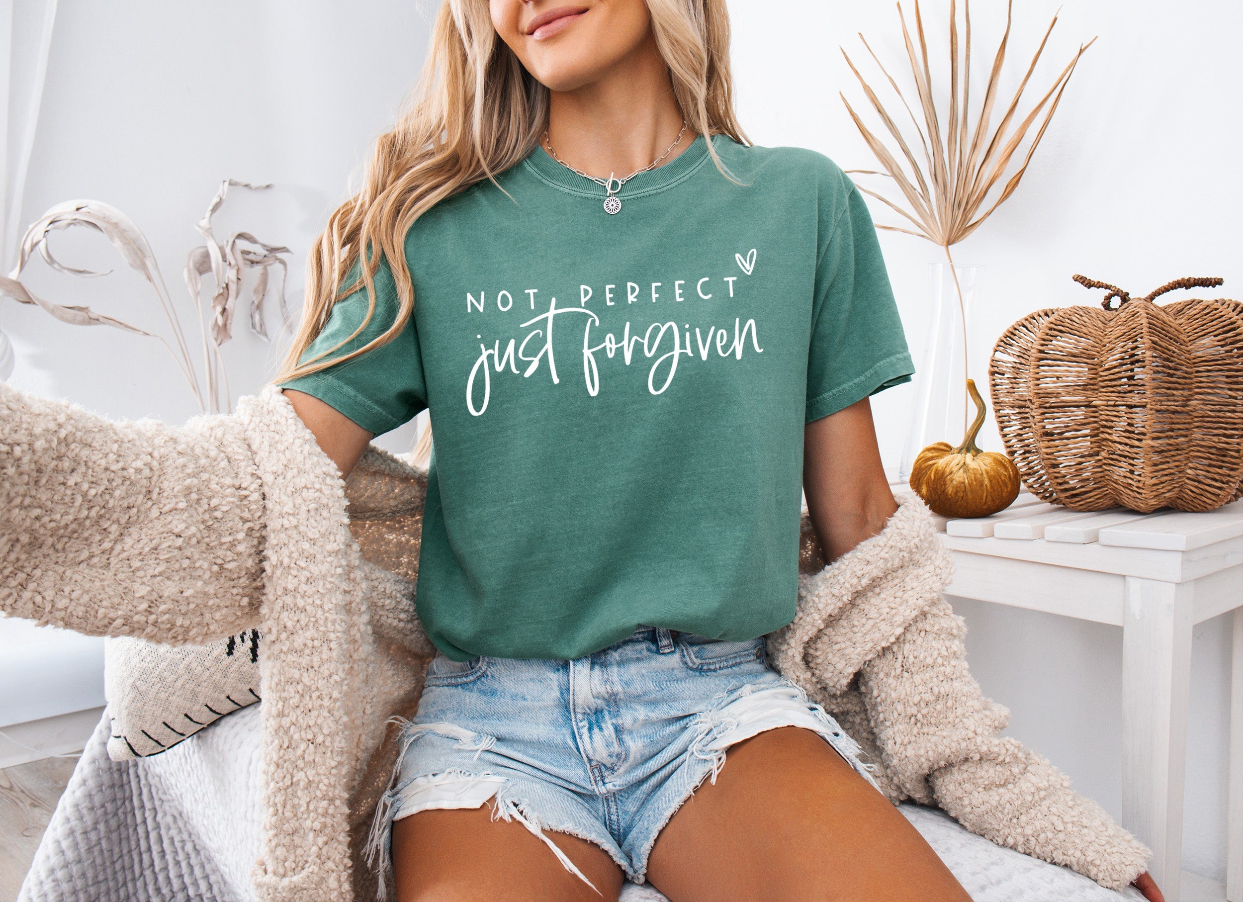 Not perfect Just Forgive Christian Comfort Colors Garment Dyed T Shirt